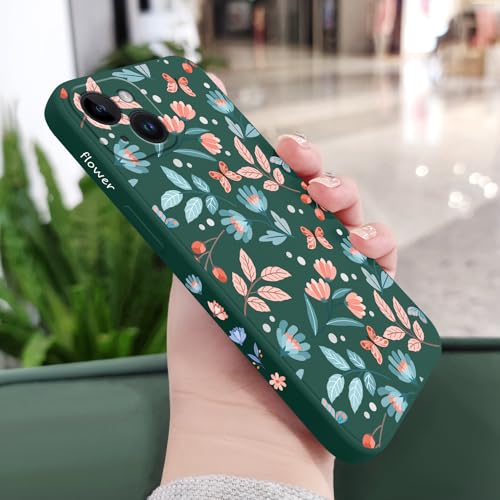 Coque silicone iPhone 14 Plus LEECG vert floral fine et flexible - 2