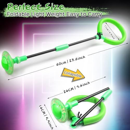 Jalunth Springring Fußkreisel Swing Wheel Outdoor Draußen Garten Strand Blinkt Skip Ball Spielzeug Spiele Kinder Erwachsene Jungen Mädchen 5 6 7 8 9 10 11 12 13 Jahre Geburtstag Geschenke mit Lichtrad