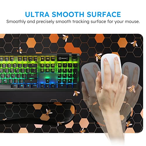 Icasso Keyboard Mouse Pad Set,Extended Gaming Mouse Pad + Keyboard Wrist Rest Support, Memory Foam, Easy Typing Pain Relief, 3Pcs (35.4×15.7 In) Large Ergonomic Xxl Ultra Thick Mousepad Desk Mat #TOP2