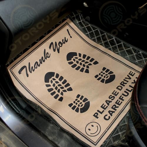 Image of OTO2EYE Car Disposable Paper Foot Mat, Universal Size, Brown (50)