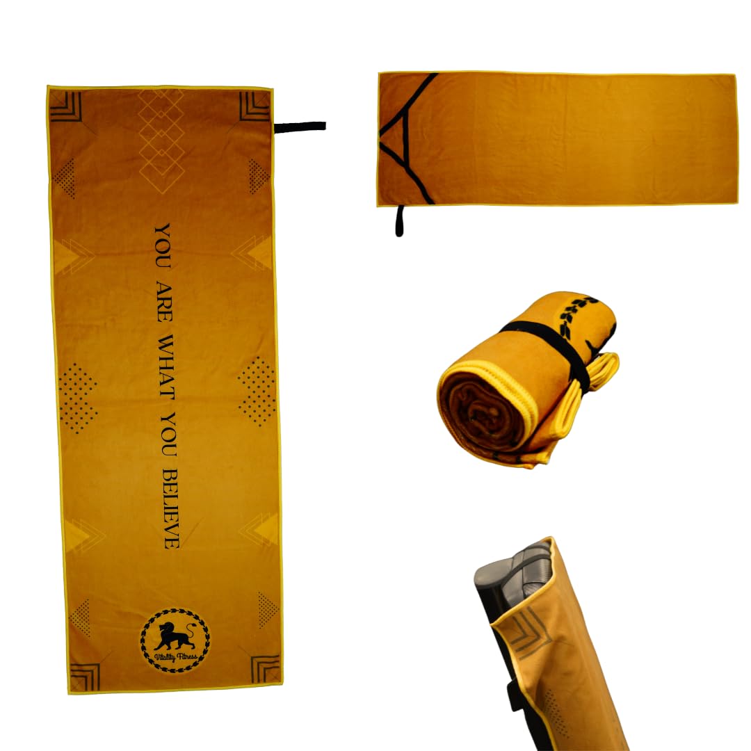 Vitality Fitness Workout Towel, for Gym Addicts, Straps to Hold on Bench & Roll Up Neatly, Size of Bench, Thick Micro Fiber.
