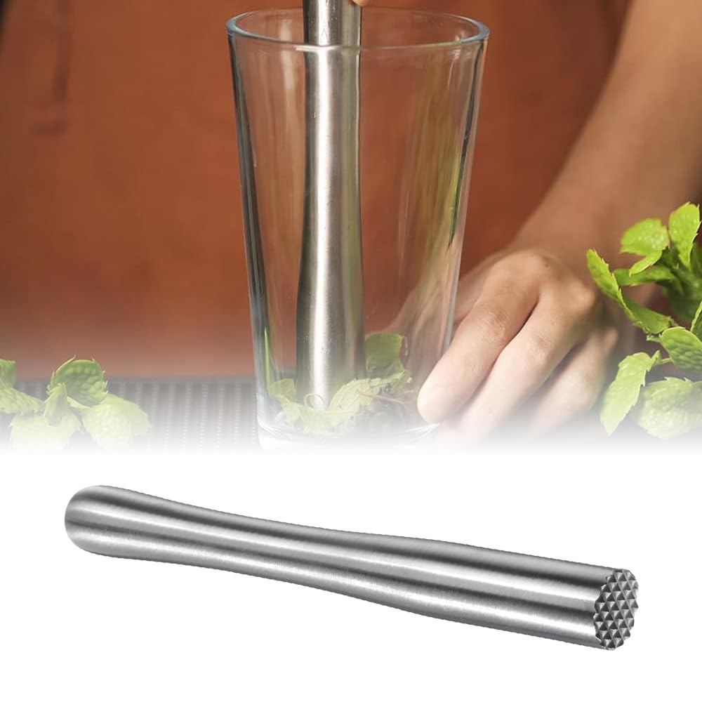 Mortero de acero inoxidable para coctel, prensa de limas, mortero de barra, para mojitos y otras bebidas de frutas, accesorios de cóctel 22,5 C