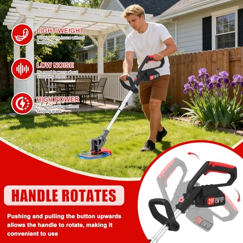 21V Electric Weed Wacker Cordless Electric Weed Wacker Eater with 2 * 4.0Ah Batteries & Charger Lightweight Grass Trimmer Weed Cutter Suitable for Garden & Yard Lawn Care by HJLYZYA - Image 4