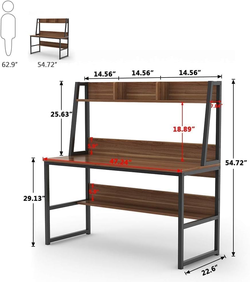 Image of Klaxon Engineered Wood Iron Study Table with Drawer, Multi-Usage Laptop Desk & Home Office (Printo-FD, DIY Installation) (Forest Dark - Black, TBS Tower Black)