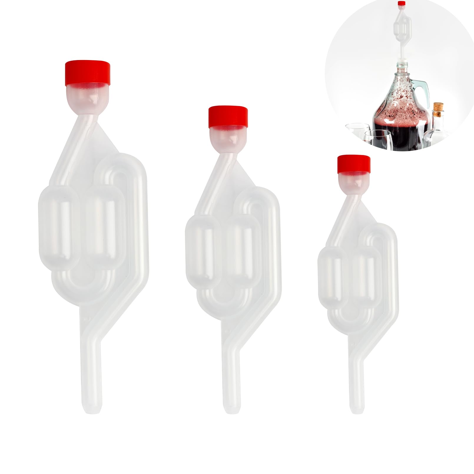 Tubo de Fermentación con Válvula de Fermentación, Bubbler para Cerveza y Vino, Airlock para Fermentación de Chucrut y Jugo de Frutas, Accesorio Esencial para Elaboración de Bebidas (Rojo)