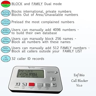 Enf860 Call Blocker for Landline Phones, Blacklist/Whitelist Dual Mode, Block spam Calls by Number and Name
