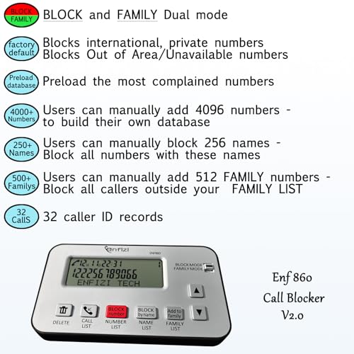 Enfizi ENF860 Call Blocker For Landline Phones, Blacklist/Whitelist Dual Mode, Block Spam Calls By Number And Name, Caller Id Box thumb #1