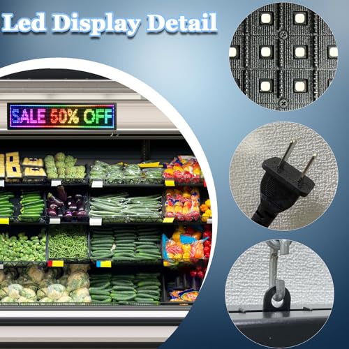 Image of P10 Full-Color WiFi LED Display Sign 26x8 Inch Programmable Digital Board Dynamic Ads for Cafes, Restaurants & Bars Outdoor Waterproof Graphics (IP45)