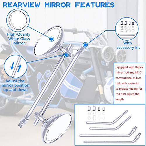 Image of DREAMIZER 8mm 10mm Universal Rear View Mirrors Chrome 3 inch Round Handlebar Side Mirrors for Cafe Racer Bobber Chopper Street Glide V Star XVS CB500 CB600 CB1000 CB1300