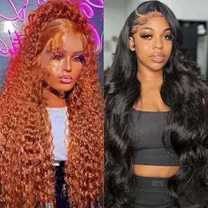 Ginger Orange 13x4 Deep Wave Lace Front Wigs 24 Inch+13x6 Body Wave Lace Front Wigs 34 Inch