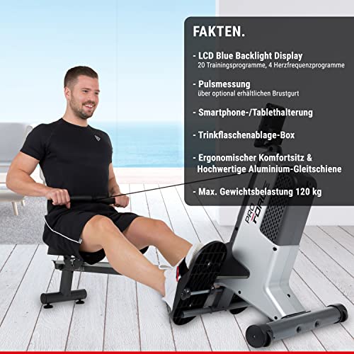 HAMMER Rudergerät Pro Force - platzsparendes, leichtes & hocheffektives Ausdauergerät mit 20 Trainingsprogrammen und… – Bild 5