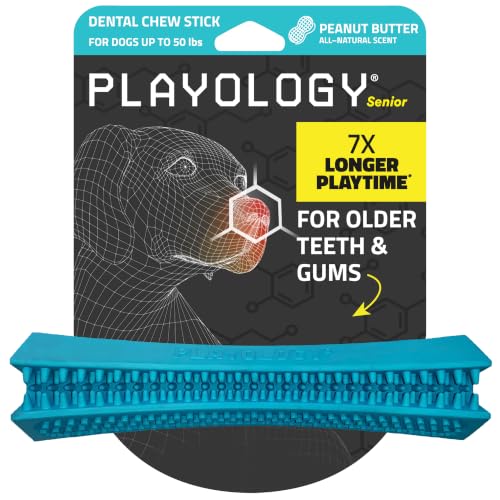 Image of Playology Dental Chew Stick for Senior Dogs - Medium, Peanut Butter Scent