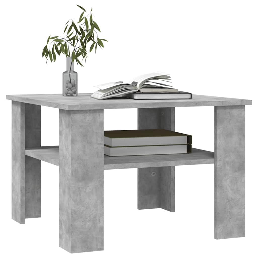Couchtisch Betongrau 60x60x42 cm - Moderner Wohnzimmertisch aus Holzwerkstoff mit Ablagefach - Quadratischer Beistelltisch für Wohnzimmer & Lounge - Stabil & Stilvoll