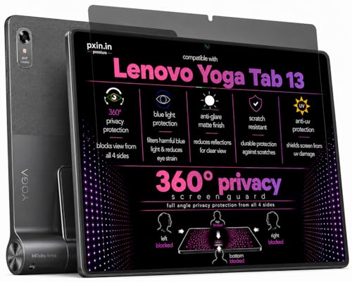 Image of Pxin 360 Pro Privacy Screen guard compatible with Lenovo Yoga Tab 13 | Anti Glare | Anti UV | Anti Blue | Anti Reflection | Privacy Filter | Unbreakable Build