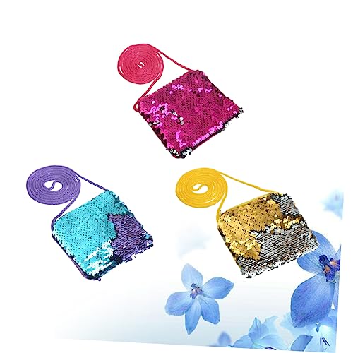 FRCOLOR 3Pcs Sequins Coin Purse Fashion Square Bag for Cute Handbag for Jewelry Coins and Cards Sparkling Retro Style Wallet for Boys3