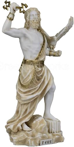 Miniatura 8 de Zeus - Figura de escultura de estatua griega romana con rayo, rey de los dioses y el cielo