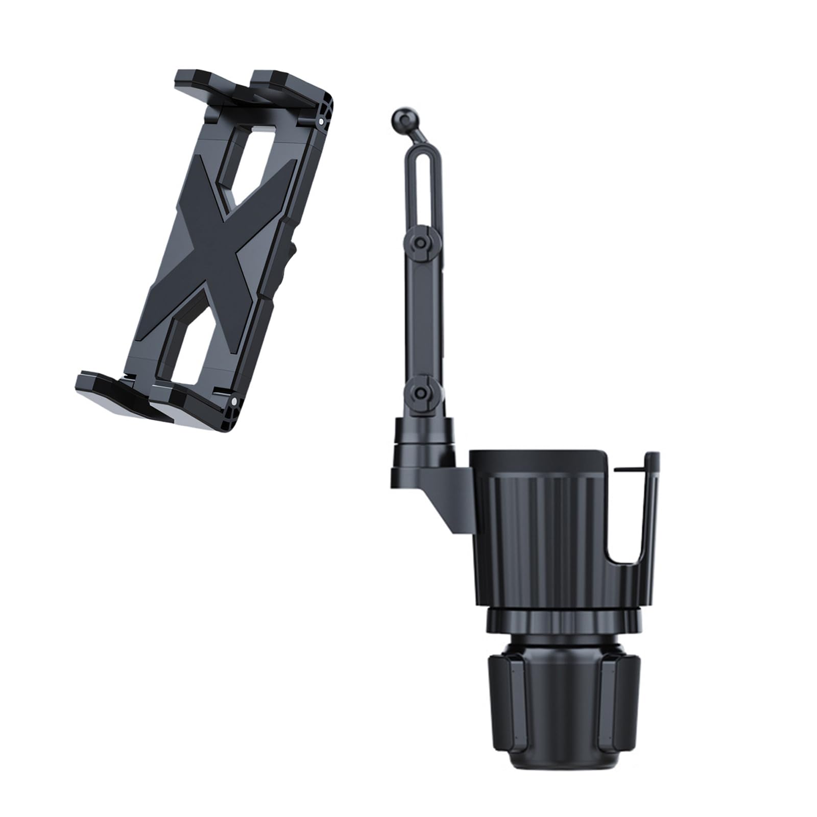 Soporte universal para portavasos de coche para teléfonos y dispositivos de 4.7 a 12.9 pulgadas, tamaño de pantalla con brazo móvil y soporte de teléfono de coche para taza