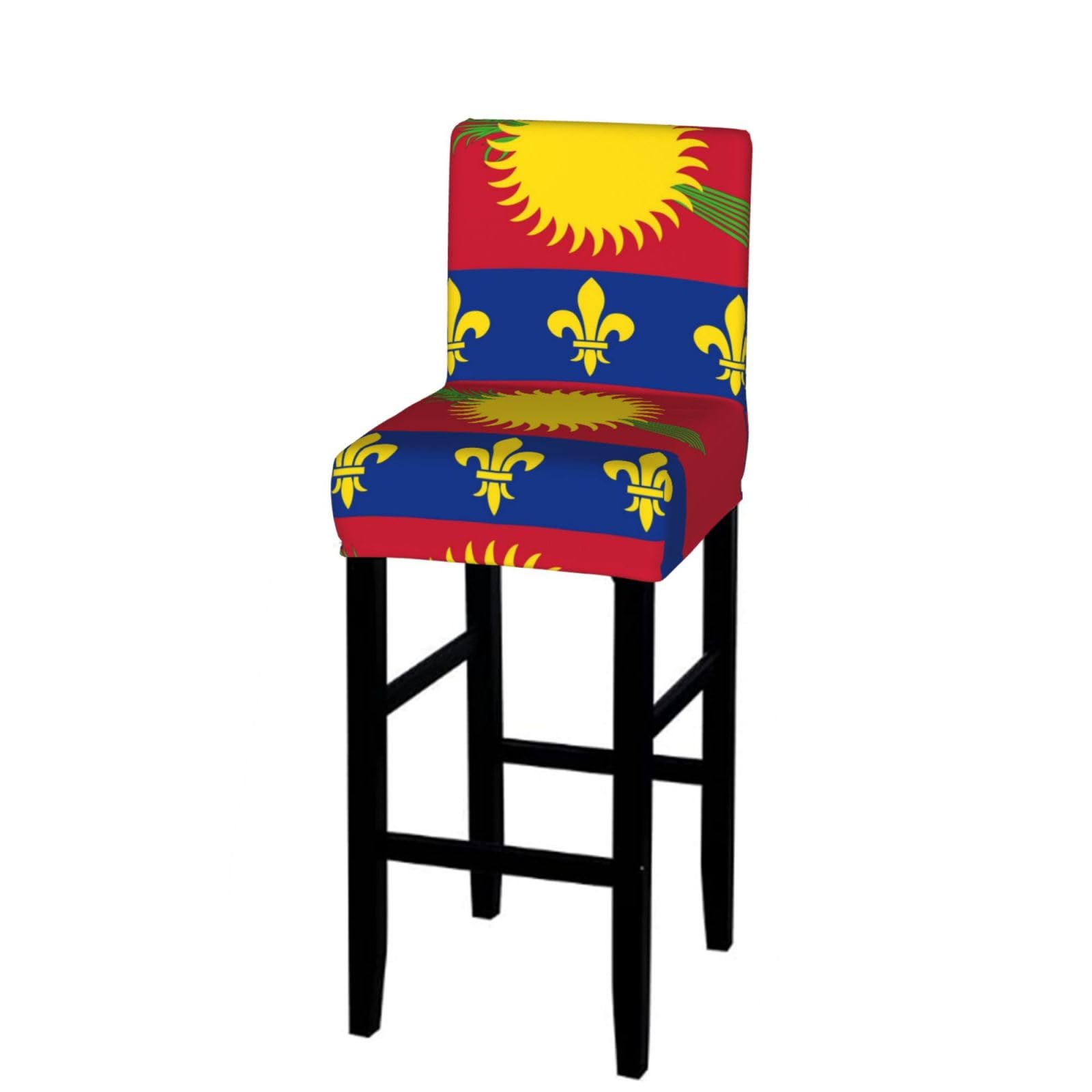 Flag of Guadeloupe Bar Stool Cover-Stretchy Chair Slipcover for Kitchen