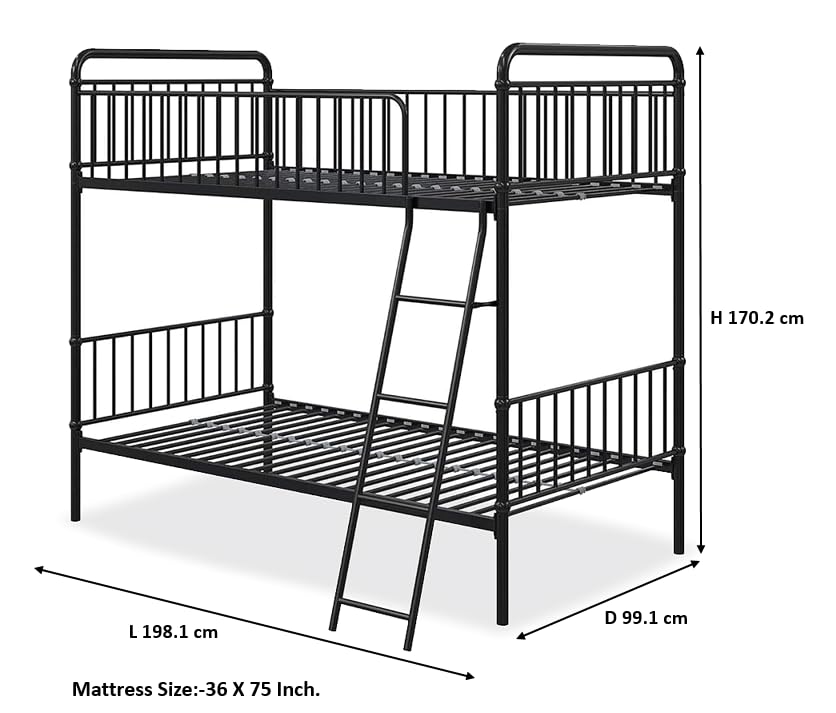 Image of APRODZ Marks Twin Bunk Bed (Metal - Black Powder Coated)