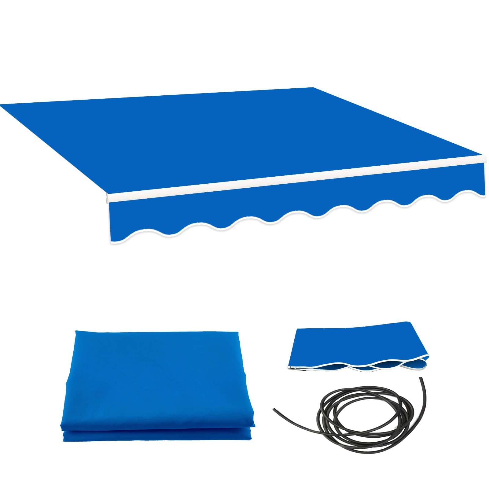 Toile pour auvent de 4,9 m avec protection UV et tissu rechange rétractable bleu