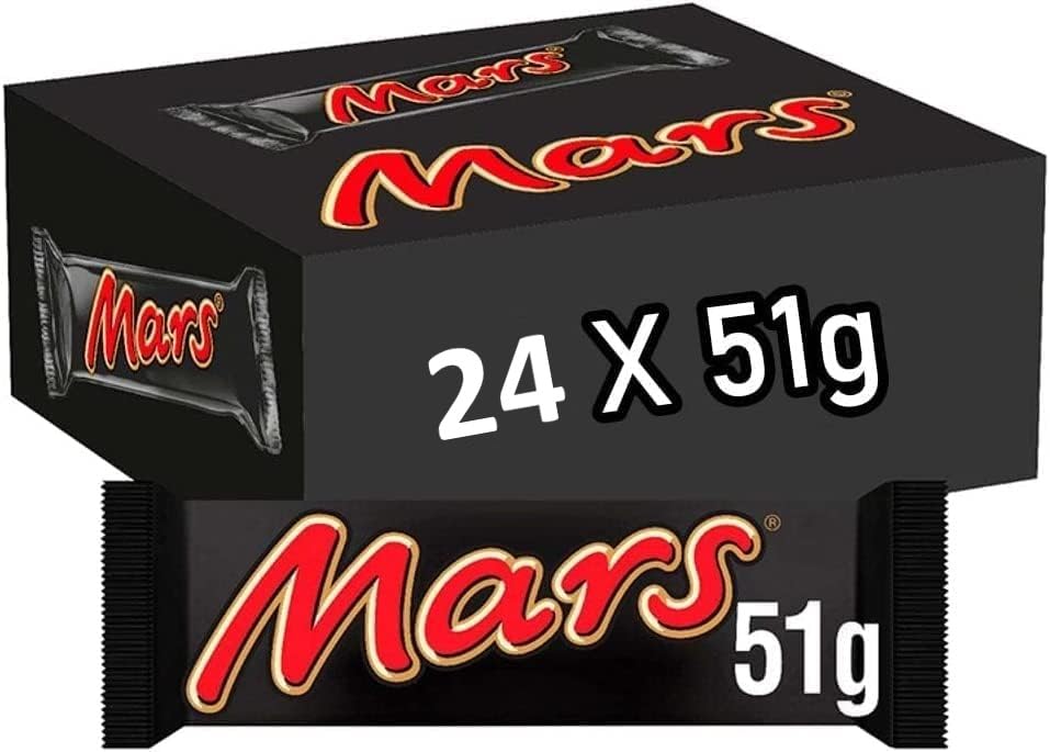 Mars Milk Chocolate Bars with Soft Nougat and Caramel Filled Each, 24 X 51g (From USA) By DECADENT FOODS