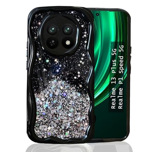 Image of KC Back Cover for Realme 13 Plus 5G, Dry Curly Soft Silicone Case Black TPU