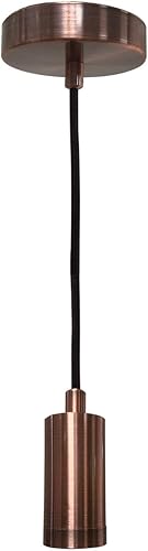 Royal Designs, Inc. Iluminación colgante colgante, enchufe de luz colgante sin llave en forma de cilindro y toldo, cobre antiguo con cable de tela disponible en Yaxa Costa Rica