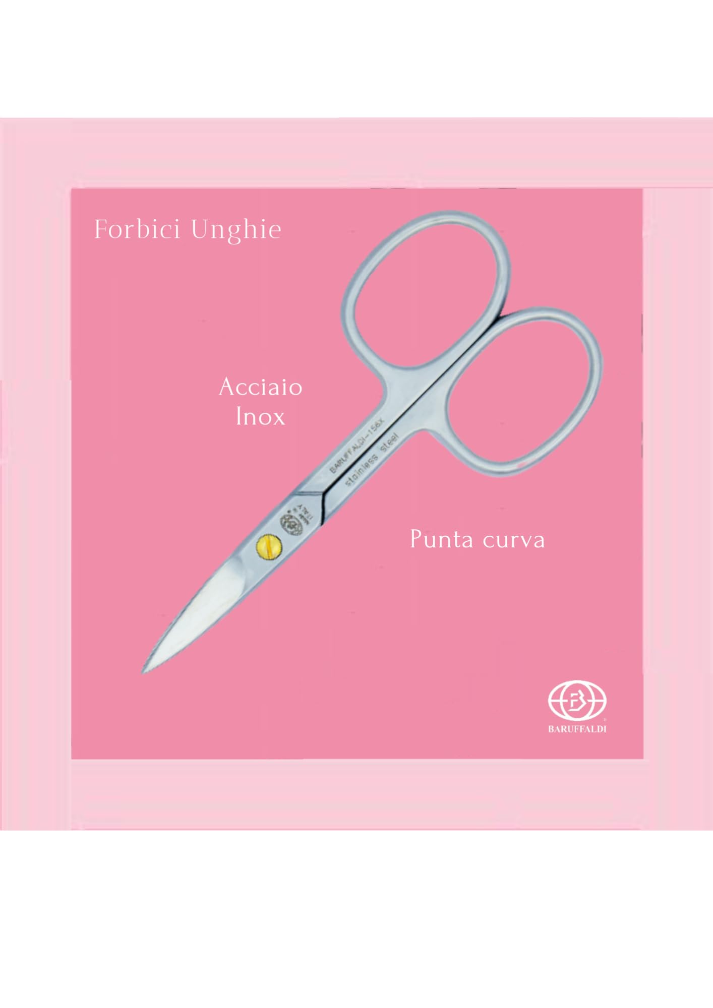 Baruffaldi 156X - Forbici Unghie Manicure e Pedicure - Acciaio Inox - Con custodia protettiva - Made in Italy