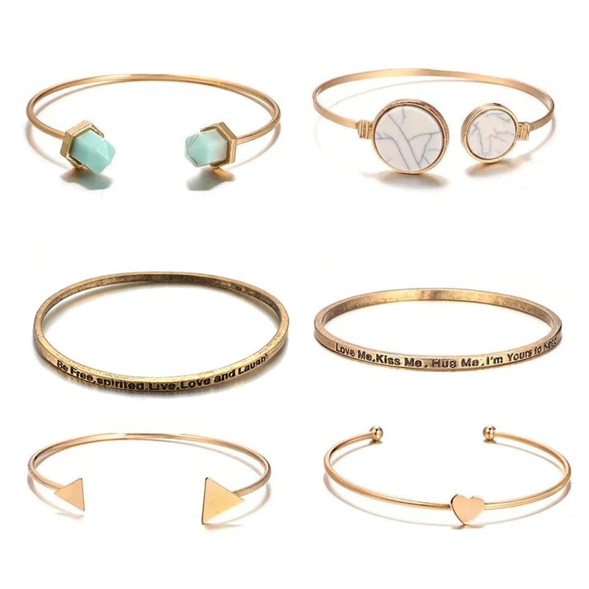 Set of 6 Contemporary Bracelets with Quotes