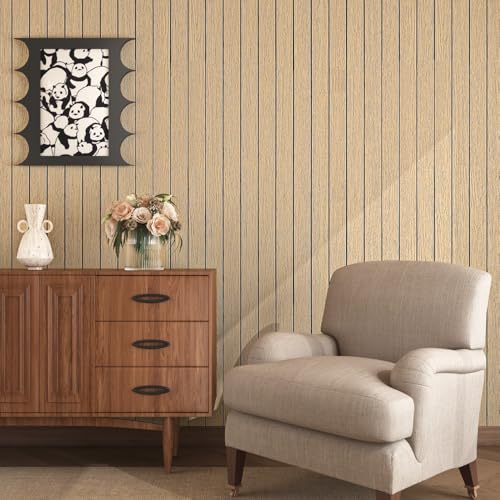 Livelynine Grueso Papel Pintado Autoadhesivo Pared Salon Listones de Madera Decorativos 3D Panel Decorativo Pared Adhesivo Dormitorio 90CMx5M Revestimiento Pareds Madera Natural Papel Pintado Pareds