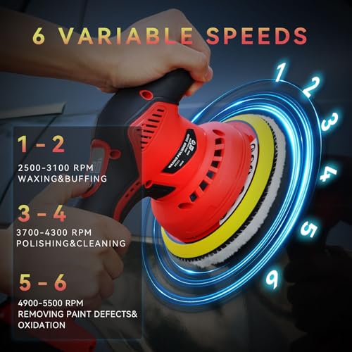 Buffer Polisher Compatible with Milwaukee M18 Battery, Cordless 6 Inch Orbital Buffer, Brushless Motor Car Buffer for Boat, Car Polishing and Waxing (Tool Only, NO Battery ) by Alrigon - Image 6