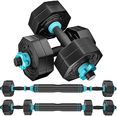 ARUNDO Adjustable Weights Dumbbells Set 20LB,Exercise Equipment for Home Gym Fitness Workouts Exercise,Free Weights Muscle Building Barbell Set for Men/Women(Pair)
