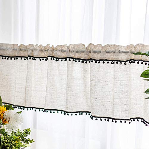 Cortinas modernas para ventanas pequeñas y cenefas decorativas de lino 2