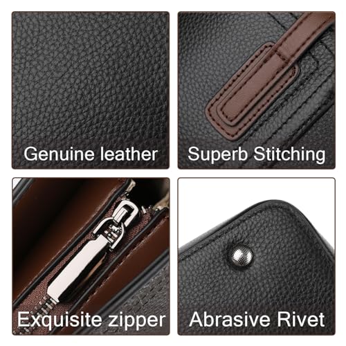 Image of MFFOR Genuine Leather Tote Bag for Women, Large Shoulder Handbags | 12.9*4.3*11inch, Large capacity, Top handle, Zipper closure, Work, Travel