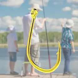 100 peças de anzol de pesca de aço de alto carbono com farpas, anzóis de pesca para máxima durabilidade e desempenho, ouro