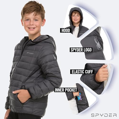 Image of Spyder Boys Puffer Jacket - Lightweight Packable Wind Water Resistant Quilted Boys Winter Coat - Cozy Insulated Winter Jacket