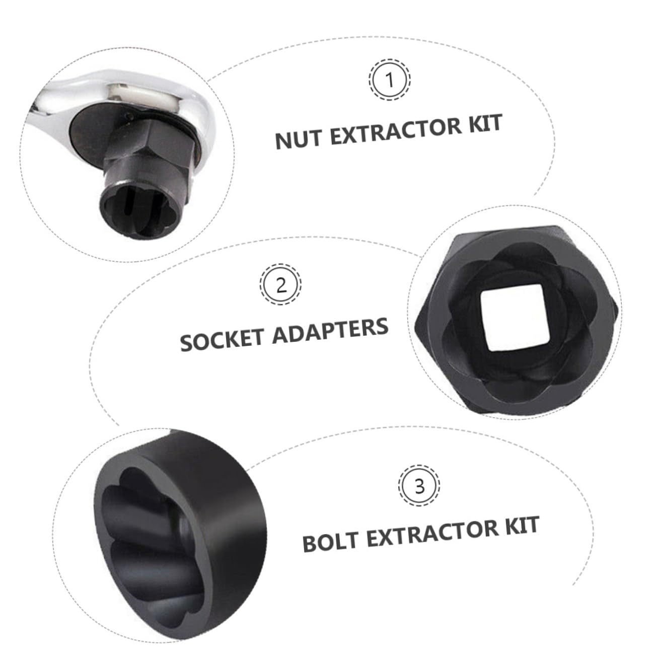 Lurrose Pcs Nut Extractor Set Sturdy Steel Anti-slip Sleeve Broken Bolt Screw Remover