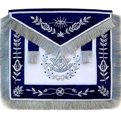 Tablier maçonnique bleu Past Master brodé main pour cérémonies et loges
