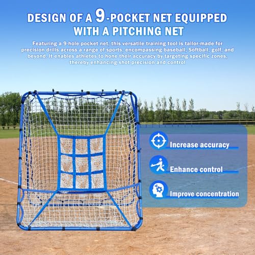 Image of Volleyball Baseball Rebounder Net, Softball Rebounder Pitchback Net Quick Adjustments, Quick Adjustments Lacrosse Bounce Back Practice Equipment, Ideal for Outdoor Indoor and Backyard Training