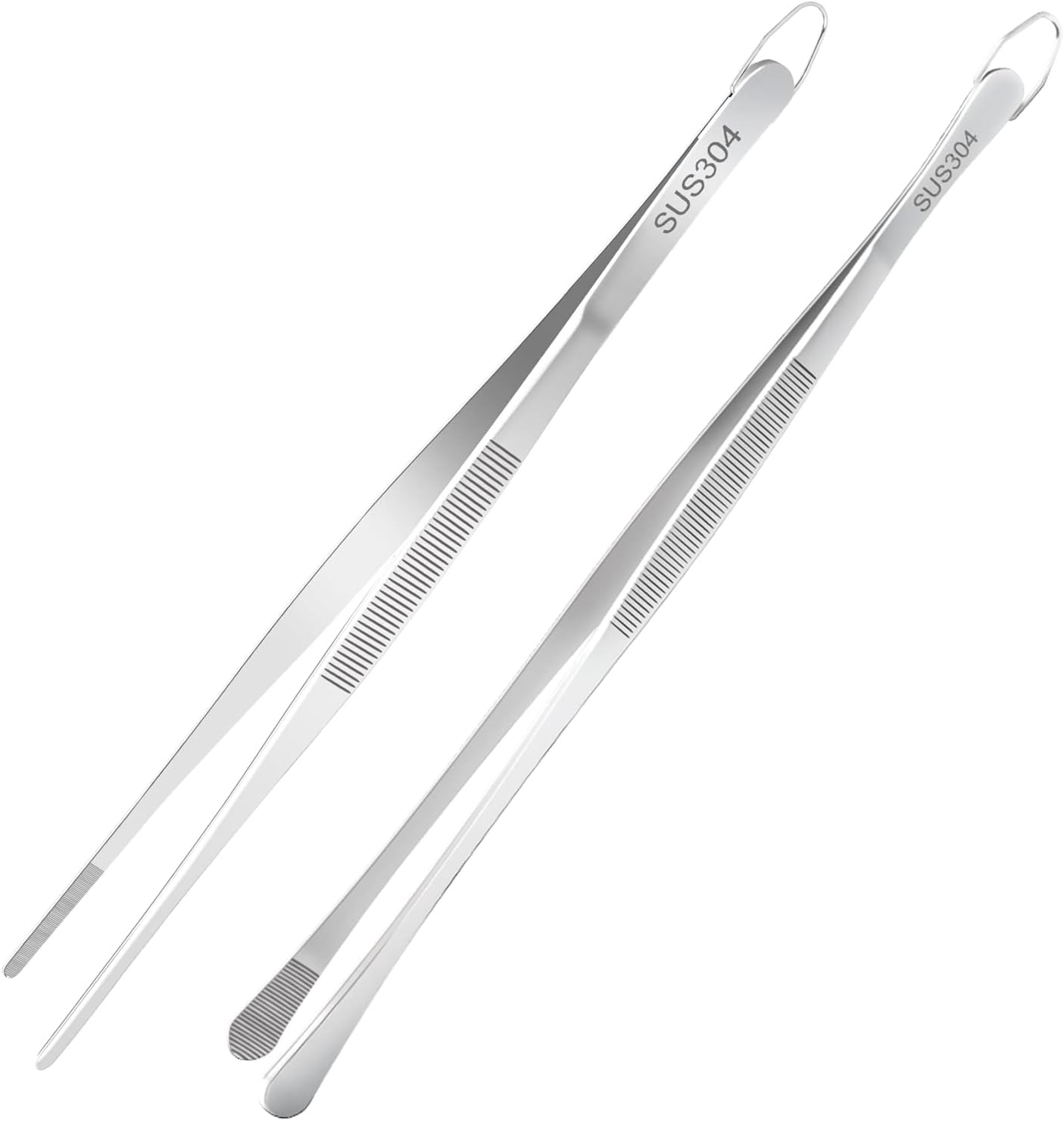 Gutsdoor 2 Pieces Kitchen Tweezer Tongs, 12Inch Stainless Steel