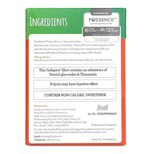 Image of GoFigure Pre Meal Supplement Powder Shot Orange Flavor, 21 Sachets (5g Each) | With Slimbiome for Weight Loss & Weight Management, Metabolism Support | Natural Appetite Control for Men & Women