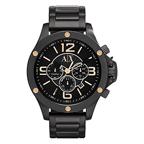 Armani Exchange Reloj hombre, Movimiento cronógrafo de cuarzo y caja de 48mm con correa de acero inoxidable, Grafito y negro