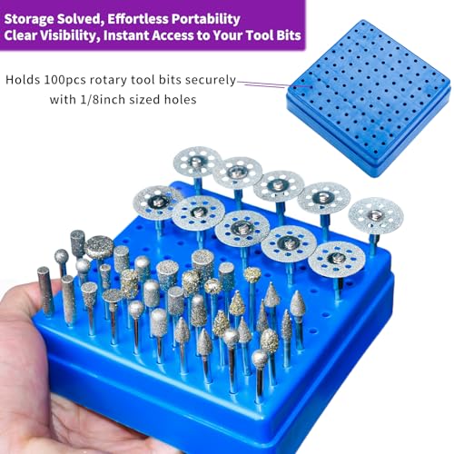 32 Stück Diamant Fräser Set 120 Körnung, Rotary Tool Zubehör mit Diamanttrennscheibe und 3mm Schaft Passform für Stein Glas Keramik Schnitzen, Schleifen, Polieren, Gravieren, Schneiden