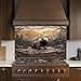 Tempered Glass Backsplash for Kitchen, Wilderness Grizzly Bear Design Glass Backsplash, Copper Look Backsplash for Kitchen Wall, Rustic Kitchen Backsplash, Easy to Install Stove Backsplash