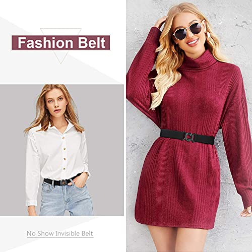 JASGOOD Women No Show Stretch Belt Adjustable Elastic Web Belt with Flat Buckle for Jeans Pants Casual Belts4