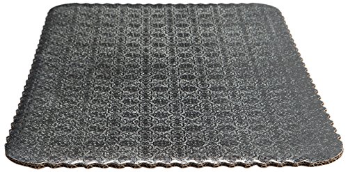 W PACKAGING WPSD4350 1/2 Sheet (18.375x13) Silver Double Wall Scalloped Edge Cake Pad, Corrugated with Coated Embossed Foil Paper (Pack of 50)