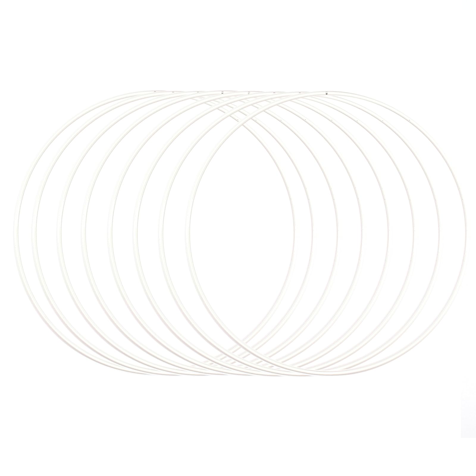 Vaessen Creative Metal Set for Crafts, 8 Pieces, White, 25 cm or 9.8 in Diameter, 3 mm Thick, Dream Catcher Hoop, Wreath Ring for Macrame Wall Hanging, Crochet, Boho Décor or Wedding Decorations