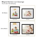 Egofine 20 x 25 cm czarna ramka na zdjęcia, zestaw 4 solidnych, drewnianych ramek na zdjęcia z prawdziwego szkła do zdjęć 13 x 18 cm z matą, poziomej lub pionowej do powieszenia na ścianie lub dekoracji stołu