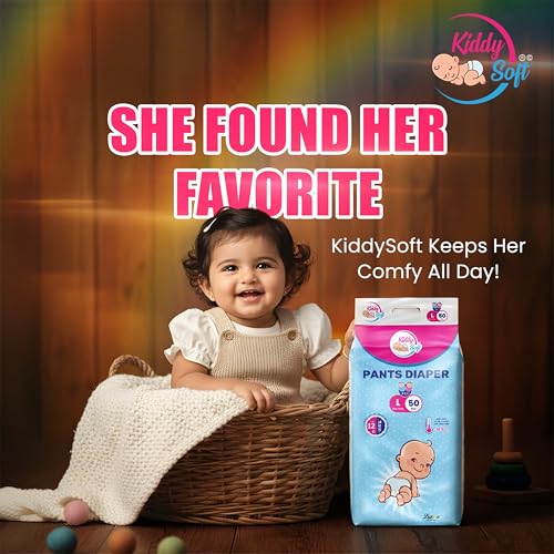 Image of KiddySoft Baby Diaper Pants with 5 Layer All Night Leakage Protection & Quick Absorbency (L - 50, Pack of 1)