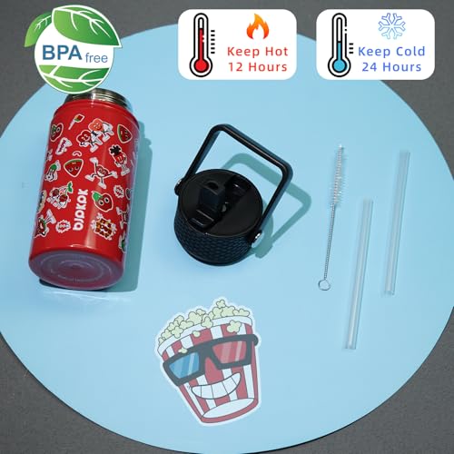 Image of BJPKPK Insulated Water Bottle, 15oz Stainless Steel with Straw Lid